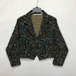 Vintage Adobe Rose Women 90s Cropped Western Jacket Size XL X-Large M090 -11